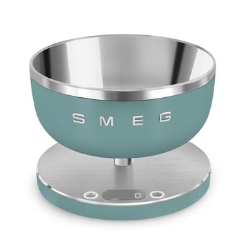 Báscula digital SMEG de 5 kg, color verde esmeralda.