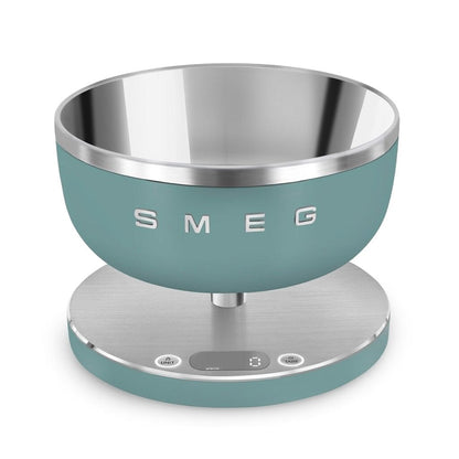 Báscula digital SMEG de 5 kg, color verde esmeralda.