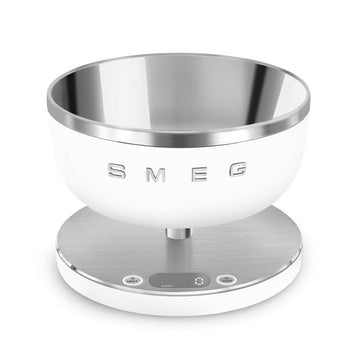 Báscula digital SMEG 5 kg, color blanco mate, para cocina.