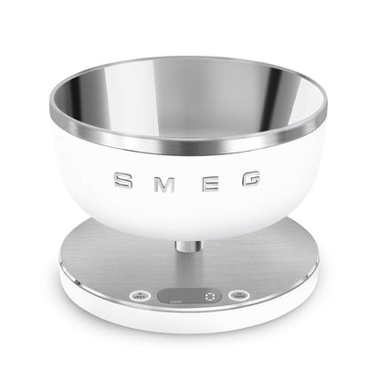 Báscula digital SMEG 5 kg, color blanco mate, para cocina.