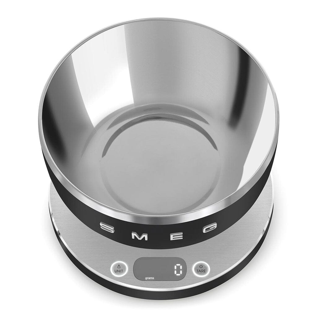 Báscula digital SMEG 5 kg, color negro mate, para cocina.