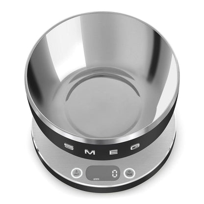 Báscula digital SMEG 5 kg, color negro mate, para cocina.