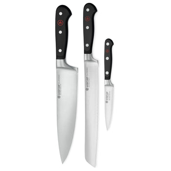 Wüsthof - Juego clásico de cuchillos de 3 piezas - Cuchillo de chef + Cuchillo de pan + Cuchillo pelador Juego de cuchillos Wüsthof