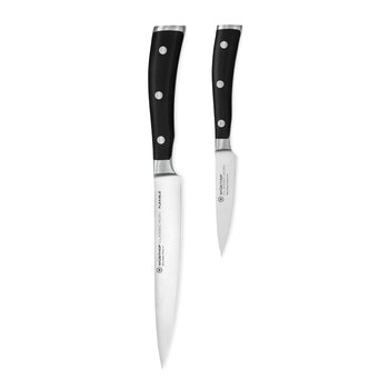 Wüsthof - Juego de cuchillos Classic Ikon de 2 piezas - Cuchillo flexible para filetear + cuchillo para pelar Juego de cuchillos Wüsthof
