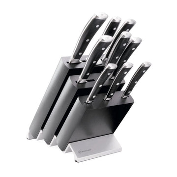 Wusthof - Juego de cuchillos Classic Ikon de 9 piezas con bloque de cuchillos negro Juego de cuchillos con bloque Wusthof