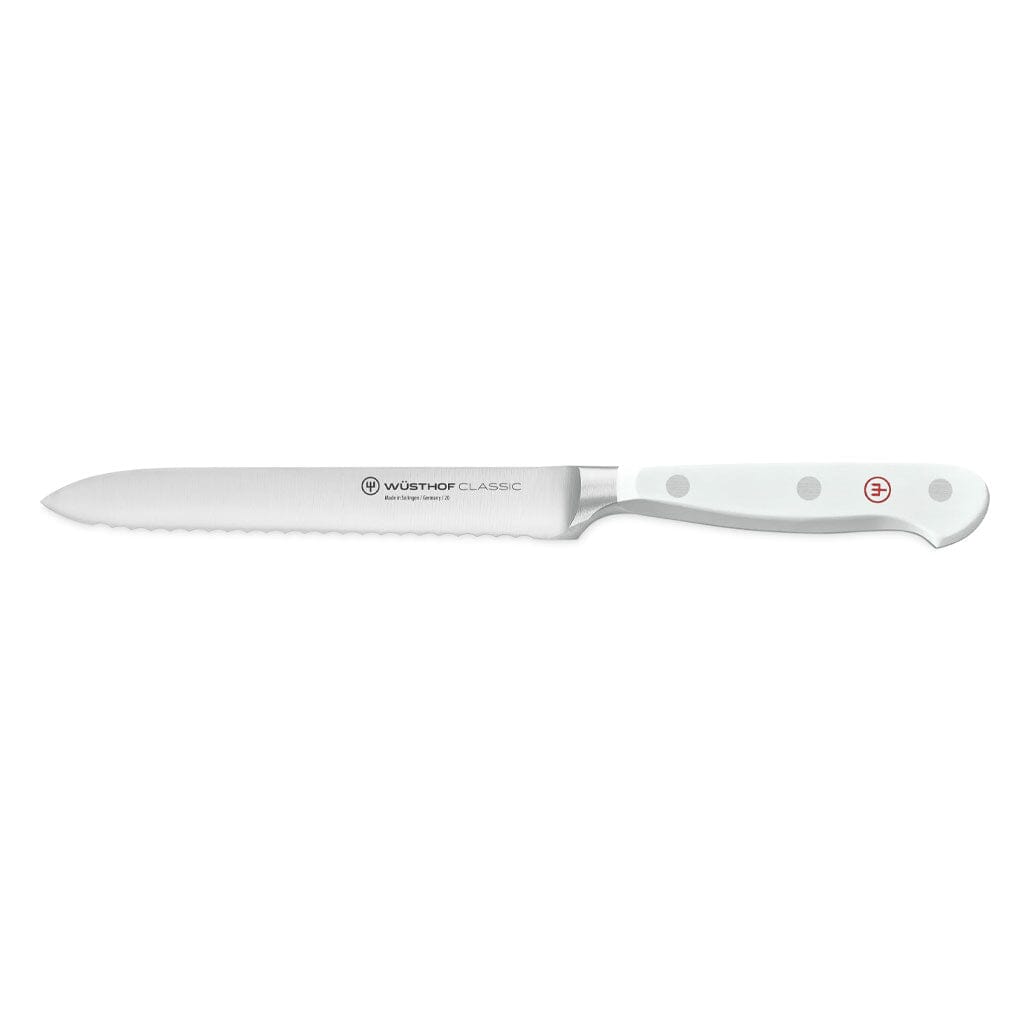 Wusthof - Juego de cuchillos clásicos de 6 piezas con Santoku blanco con bloque Juego de cuchillos con bloque Wusthof