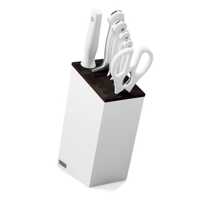 Wusthof - Juego de cuchillos clásicos de 6 piezas con Santoku blanco con bloque Juego de cuchillos con bloque Wusthof