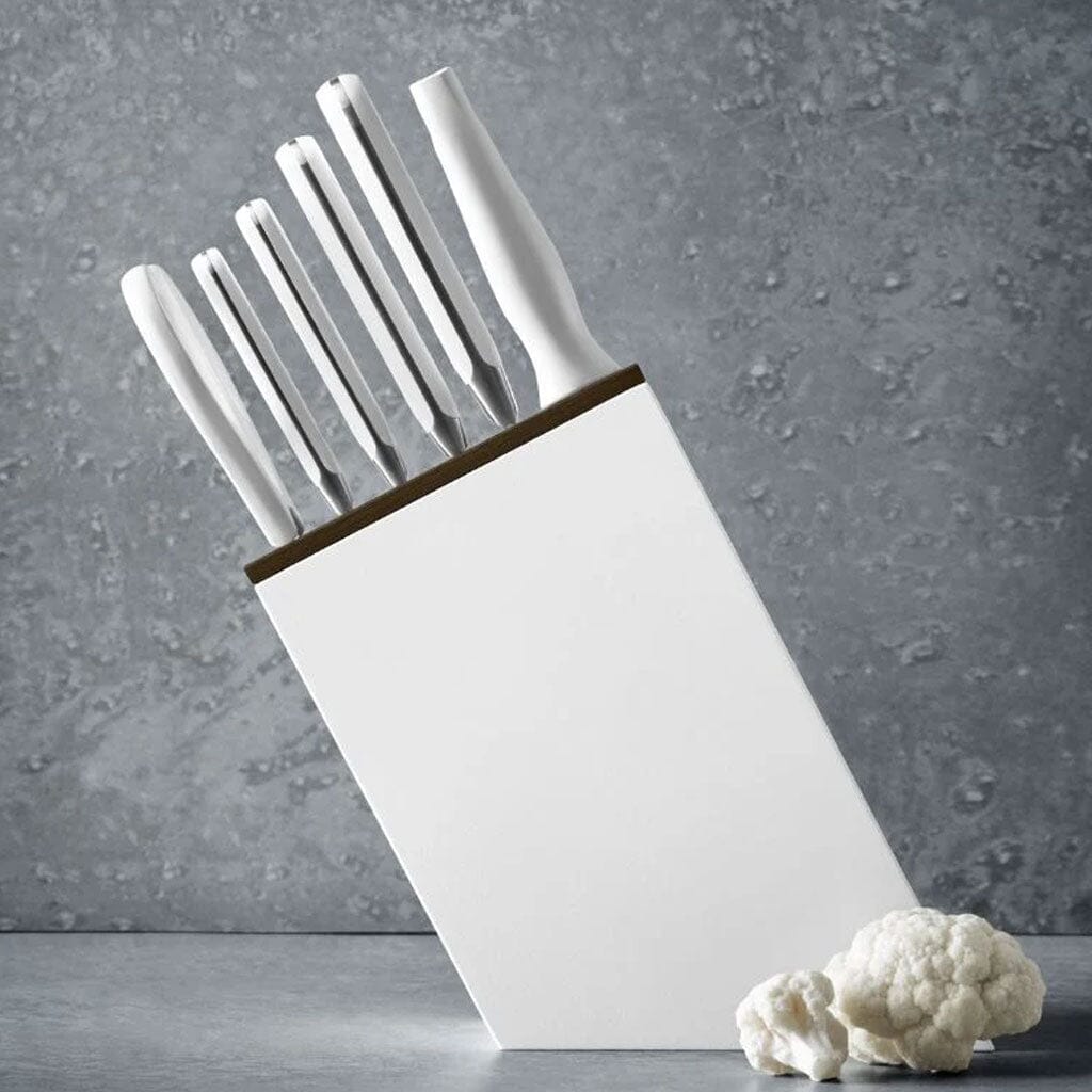 Wusthof - Juego de cuchillos clásicos de 6 piezas con Santoku blanco con bloque Juego de cuchillos con bloque Wusthof