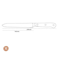 Wusthof - Cuchillo para salchichas clásico con sal rosa del Himalaya y filo dentado, 14 cm, cuchillo para trinchar Wusthof