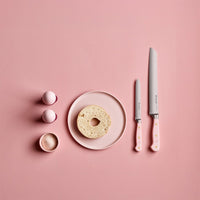 Wusthof - Cuchillo para salchichas clásico con sal rosa del Himalaya y filo dentado, 14 cm, cuchillo para trinchar Wusthof