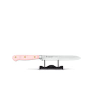 Wusthof - Cuchillo para salchichas clásico con sal rosa del Himalaya y filo dentado, 14 cm, cuchillo para trinchar Wusthof