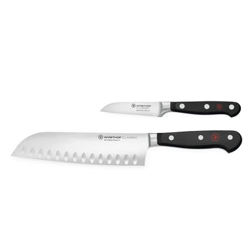 Wusthof - Juego de cuchillos Santoku clásico + cuchillo de oficina Wusthof