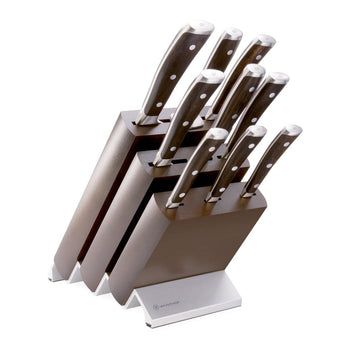 Wusthof - Juego de cuchillos Ikon de 10 piezas con bloque - Mango de madera Juego de cuchillos con bloque Wusthof