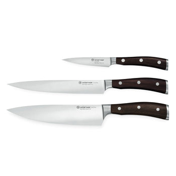 Wusthof - Juego de cuchillos Ikon de 3 piezas - Mango de madera Juego de cuchillos Wusthof