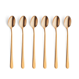 Amefa - Austin 6 Cucharas para Latte - Oro Mate Cucharas para Latte Amefa