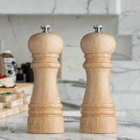 Amefa - Juego de molinillos de pimienta y sal clásicos de 15 cm - Molinillo de pimienta y sal de madera Amefa