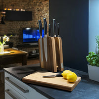 Artelegno - Bloque de cuchillos magnético Ceppo de madera de haya + tabla de cortar de madera de nogal Bloques de cuchillos Artelegno