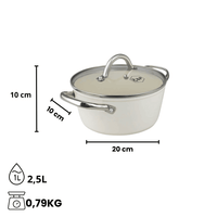 Por C&amp;P - Cacerola Go Ivory 20 cm con tapa de cristal Por C&amp;P