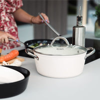 Por C&amp;P - Cacerola Go Ivory 20 cm con tapa de cristal Cacerola Por C&amp;P