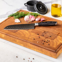 Madera Damasco Pakka - Damasco Santoku 18 cm Cuchillos de cocina Shinrai Japón