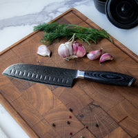 Madera Damasco Pakka - Damasco Santoku 18 cm Cuchillos de cocina Shinrai Japón