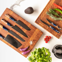 Juego de 6 cuchillos de Damasco de zafiro epoxi Shinrai Japón