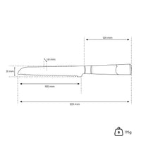 Cuchillo de pan de Damasco de 20 cm con zafiro epoxi Shinrai Japón