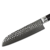 Cuchillos de cocina Shinrai Japón de 18 cm de Damasco martillado BR Santoku