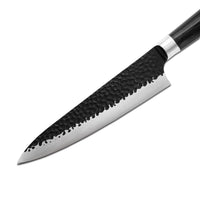 Cuchillo de chef de acero inoxidable martillado negro de 20 cm Shinrai Japón