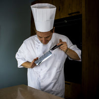 Nakiri de acero inoxidable martillado de 18 cm Shinrai Japón