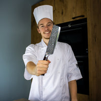 Nakiri de acero inoxidable martillado de 18 cm Shinrai Japón