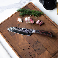 Santoku de acero inoxidable martillado de 18 cm Shinrai Japón