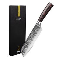 Santoku de acero inoxidable martillado de 18 cm Shinrai Japón