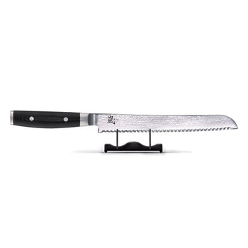 Cuchillo de pan japonés Yaxell Ran 23 cm 69 capas de acero inoxidable damasco con mango canvas-micarta Cuchillo de pan Yaxell