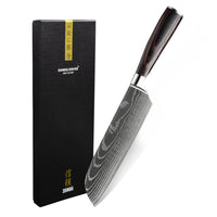 Serie de estampados de Damasco japonés - Cuchillo Santoku (18 cm) Cuchillos de cocina Shinrai Japón