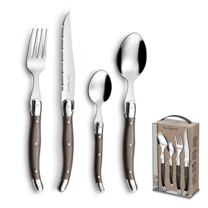 Lou Laguiole - 24-pc cutlery set in open window box - pepper Bestekset Lou Laguiole 