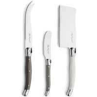 Lou Laguiole - Juego de 3 quesos en caja de madera - colores variados (pimienta/perla/topo) Cuchillos para queso Lou Laguiole