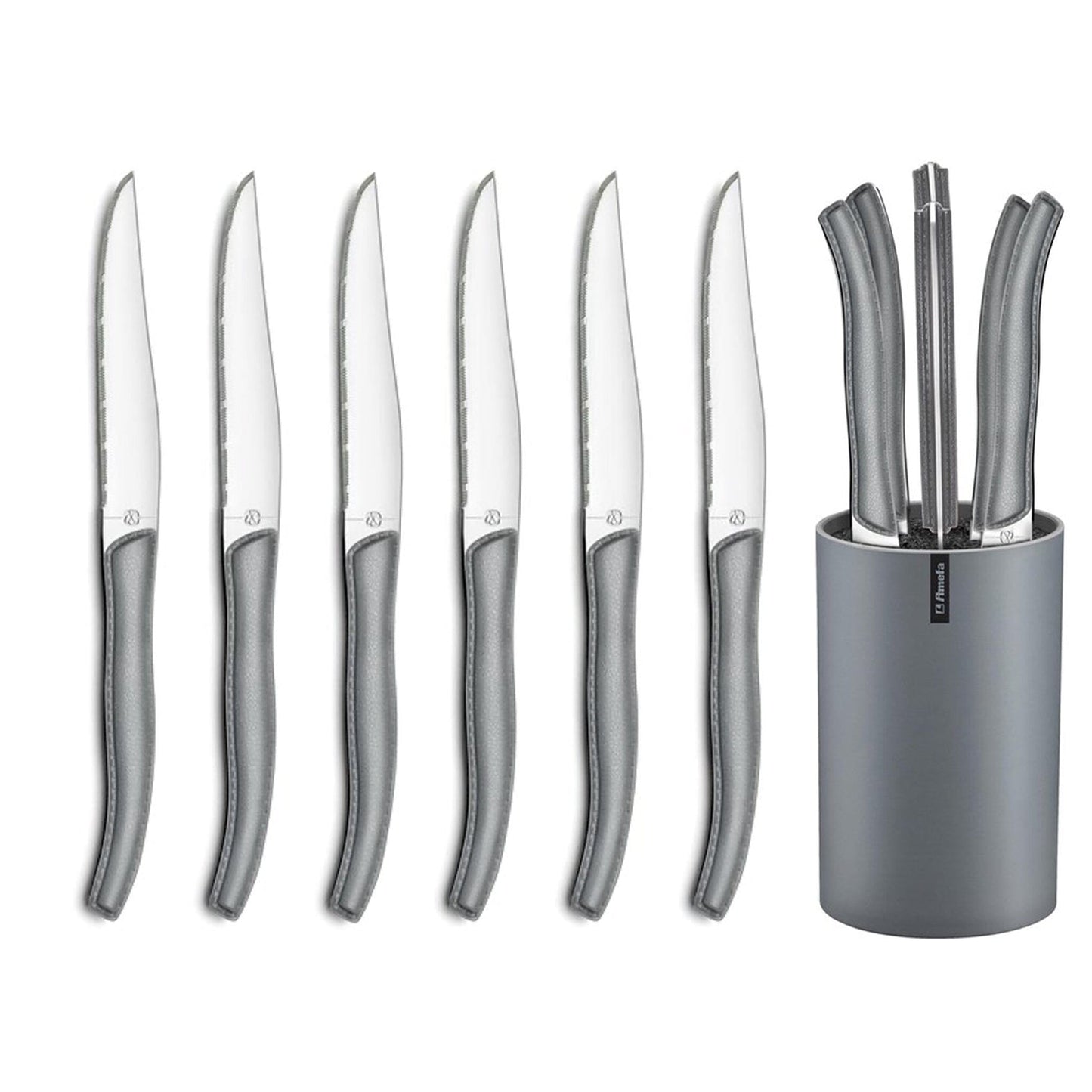 Lou Laguiole - 6-pc steak knives in grey block - grey Steakmes Lou Laguiole 