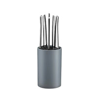 Lou Laguiole - Juego de 6 cuchillos para carne en bloque gris - espejo Cuchillo para carne Lou Laguiole