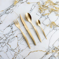 Lou Laguiole - Juego de cubiertos Jet de 16 piezas - Juego de cubiertos de champán lavado a la piedra Lou Laguiole