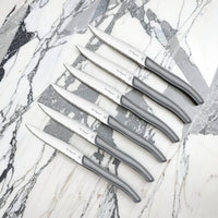 Lou Laguiole - Sky 6 cuchillos para carne + bloque de cuchillos - Cuchillo para carne gris Lou Laguiole