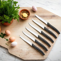 Lou Laguiole - Sky 6 cuchillos para carne + bloque de cuchillos - Cuchillo para carne negro Lou Laguiole