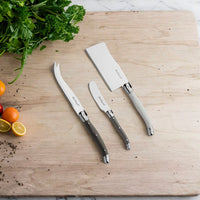 Lou Laguiole - Juego de cuchillos para queso Tradition de 3 piezas - Cuchillos para queso color pimienta/perla/taupe Lou Laguiole