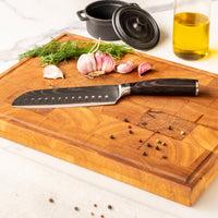 Juego de cuchillos de 7 piezas con estampado de Damasco + Juego de cuchillos de acacia de un solo filo Shinrai Japón