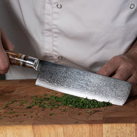 Cuchillos de cocina Micarta Jewels Damasco Nakiri de 18 cm Shinrai Japón