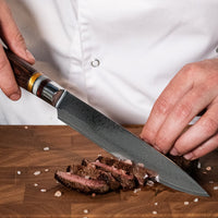 Micarta Jewels - Cuchillo de trinchar de Damasco de 20 cm, cuchillos de cocina Shinrai Japón