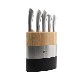 Richardson Sheffield - Juego de cuchillos Fusion de 5 piezas con bloque - Madera natural y negro Juego de cuchillos con bloque Richardson Sheffield