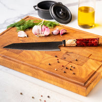 Cuchillos de cocina de edición especial Kiritsuke Damasco Octagonal Rubí de 23 cm de Shinrai Japón