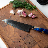 Cuchillo de cocina de edición especial de Damasco octagonal de zafiro Kiritsuke de 23 cm Shinrai Japón