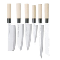 Satake - Juego de cuchillos japoneses de 6 piezas Juegos de cuchillos de madera de magnolia KookGigant